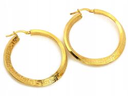 Lovrin Ezüst fülbevaló 925 aranyozott széles karika görög mintával 5.62g ajándék