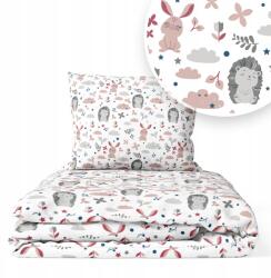 Ankras Ágyneműhuzat 135x100 Gyerek 2EL 100x135 Kiságyhoz (JEŻYKI Z ZAJĄCZKAMI P-2 135/100 40/60 RÓŻOWY)