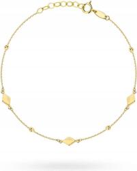 Lovrin Női arany karkötő 585, gyémántcsiszolt rombuszokkal, celebkarkötő, 1.18g, ajándékba (lovrin86330)