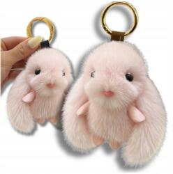 EdiBazzar Mini rózsaszín nyuszi kulcstartó táskadísz pompon bolyhos nyuszika (Brelok mini Królik zawieszka do torebki)