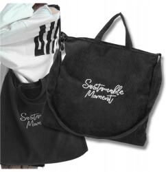 EdiBazzar Fekete XL nagy városi bevásárlótáska, zsák fazonú, kordbársony Shopper Tágas női (Czarna XL zakupy duża Miejska Torba Worek)