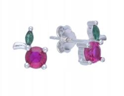 Lovrin 925-ös ezüst gyermek fülbevaló cseresznye cirkónia kövekkel, mutatós ezüstből (Lovrin 63366)