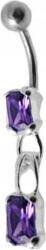 Lovrin Ezüst köldökpiercing 925 függő ametiszttel 2, 80g elegáns ajándék (Lovrin 49108)