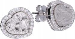 Lovrin Ezüst 925 szív fülbevaló 3D cirkónia kövekkel, modern női design (Lovrin 46905)