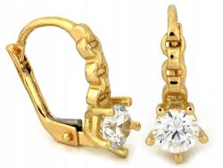 Lovrin Elegáns, 585-ös (14 karátos) arany, angol kapcsos fülbevaló fehér cirkónia kővel, ajándékba