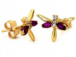 Lovrin Arany fülbevaló 585 14kt szitakötő piros kövekkel 1, 39g stekkeres (Lovrin)