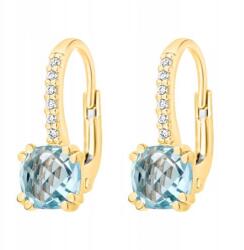 Lovrin Kifinomult arany fülbevaló 585 akvamarin színű kövekkel ajándék (61110787)