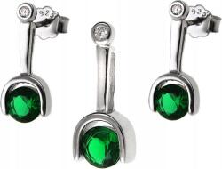 Lovrin 925-ös ezüst ékszerszett zöld cirkónia kristályokkal ajándék (Lovrin 92060)