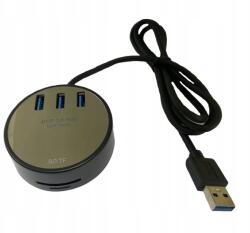 3-portos Usb Hub, Kártya olvasó, Usb-a -> 3xUSB3.0, MicroSD/TF, SD, Fekete (BYL-1909)