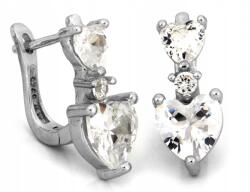 Lovrin Ezüst, angol kapcsos fülbevaló cirkóniával és szívekkel, 925-ös, 2.52g, ajándéknak (Lovrin)