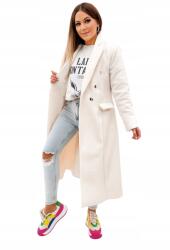  Elegáns női kabát - klasszikus szabás, stílusos és időtálló Krémszínű (EB22727A)