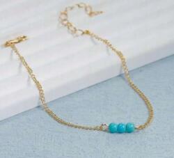  Arany Színű Női Réz Karkötő Türkiz Golyókkal Díszítve 18-23cm (NC000001)