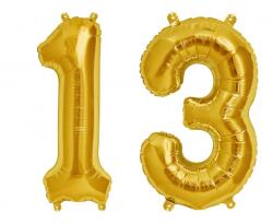 Party Deco Nagy Fólia Lufi Szám 13 arany 100 cm Születésnap