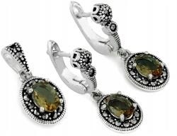 Lovrin 925-ös ezüst ékszerszett, 6, 69g, markazit köves fülbevaló és medál (44238343)