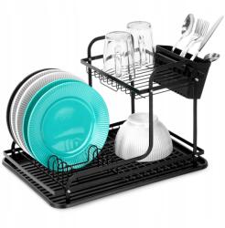 ORION Edényszárító 2 szintes fekete evőeszköztartó 42, 5 cm Orion (8592381198176)