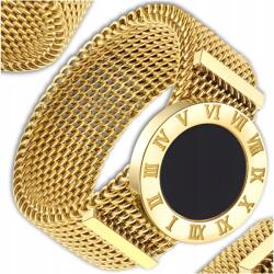 EdiBazzar Arany Gyűrű karikagyűrű sebészeti acél egyszerű mesh kör 18K aranyozott (Złoty pierścionek stal chirurgiczna pozłacany)