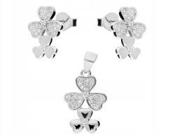 Lovrin Ezüst ékszerszett 925 dupla lóhere cirkóniákkal 3, 35g divatos (Lovrin67965)