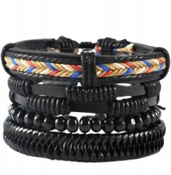 EdiBazzar 4 db-os férfi karkötő szett gyöngyökkel és boho stílusú bőr zsinórral (5905884062906)