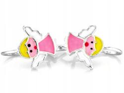 Lovrin Ezüst fülbevaló kislányoknak 925 rózsaszín angyalkák akasztós gyermek (Lovrin 19373)