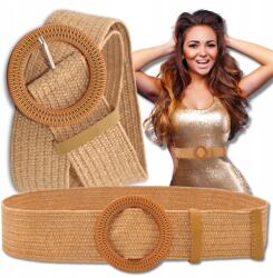 EdiBazzar Szalma öv, rugalmas női öv ruhához, nyári, fonott, bézs (słomiany pasek pleciony do sukienki Beżowy)