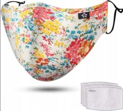 Virágmintás Pamut Maszk Szeleppel, 4 Szűrővel, Állítható, Többször Használható