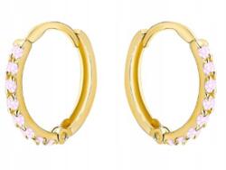 Lovrin Arany fülbevaló 585 karátos, rózsaszín cirkónia köves, divatos karika, ajándék ötlet (Lovrin 72780)