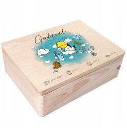 Creative Deco Ajándékdoboz baba születési emlék keresztelő születésnap 40x30 (JANCDSD140BCUSTOMBABYSHOWERSTORKBOYFBM)