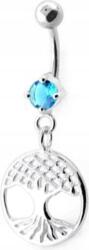 Lovrin Ezüst köldökpiercing 925 életfa aqua, divatos, látványos ajándék (Lovrin 48989)