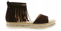 Gabor Női szandál barna bőr ék sarokkal és rojtokkal 38-as méret (65.542.18)