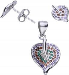 Lovrin Ezüst 925 szett fülbevaló medál levél mintás elegáns női ajándék (Lovrin 56531)