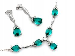 Lovrin Ezüst 925 szett zöld cirkónia köves nyaklánccal és fülbevalóval 6.76g (45938285)