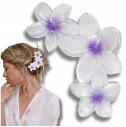 EdiBazzar Hajcsat virágos csattal, Plumeria virág, ajándék, dísz, nagy méretű (Spinka do włosów hawajski styl duża szczęka)