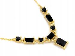 Lovrin Elegáns, 925-ös sterling ezüst nyaklánc, aranyozott, fekete kövekkel, r45 ajándék (Lovrin)
