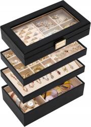 Seelux Ékszertartó doboz üvegtetővel, fekete