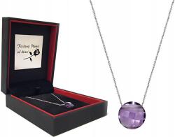 Lovrin Ezüst nyaklánc 925 ametiszt kővel, kör alakú, divatos medállal (Lovrin)