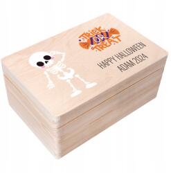 Creative Deco Fából készült doboz Halloween cukorka, emlék, ajándék gyerekeknek 30x20 cm (JANCDSD130BCUSTOMHLWNSKELETONFBM)