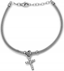 Lovrin 925-ös ezüst karkötő függő kereszttel és cirkónia kövekkel r22 ajándékba (Lovrin)