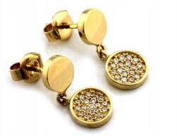 Lovrin Arany fülbevaló 585-ös, stekkeres, cirkónia köves, lógó karikával ajándék