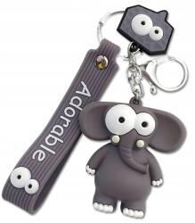 EdiBazzar Elefánt kulcstartó kulcsokhoz, táskára, szürke elefántos kulcstartó ajándékba, elefántos medál (5905884022177)