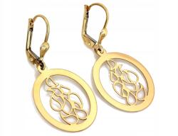 Lovrin Elegáns arany fülbevaló 585 lógós ovális áttört mintás 2.19g elegáns minta