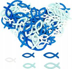  Díszítés Keresztségre, Elsőáldozásra, Bérmálkozásra, Hal, Kék, Fehér, 126 db