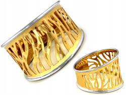 Lovrin Ażurowy gyűrű 375 9k sárga és fehér aranyból, 2, 06g súlyú, gyémántcsiszolású, r18-as méret (54867309)