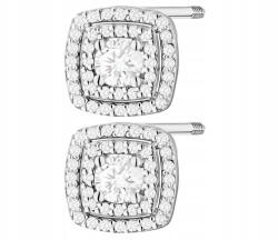 ZŁOCISTO Fehér Arany Fülbevaló Gyémántokkal, Becsavarható Szárral, 585 Arany, Ajándék (DLA DZIEWCZYNY NARZECZONEJ) - allegro - 725 240 Ft