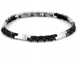 Lovrin Kétszínű acél karkötő fekete díszítéssel, 21-es méret, ajándéknak (56748095)