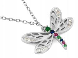 Lovrin Ezüst nyaklánc szitakötővel, 925-ös, színes cirkónia kövekkel, 2.22g, r45, ajándékba (60206454)