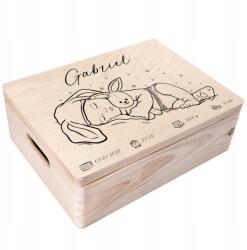 Creative Deco Gravírozott emlékdoboz ajándék születésre, keresztelőre, születési adatokkal, 40x30x14 cm (JANCDSD140CUSTOMBABYMEMBOYBOX)