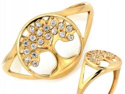 Lovrin Arany gyűrű 585-ös fémjelzéssel, szerencsefa mintával és cirkónia kövekkel, ideális ajándék r12-es méretben (Lovrin)