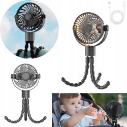 Hordozható, csendes babakocsi ventilátor 2000mAh, levehető, 4 szélsebesség (JD-DFS-X0139-1)