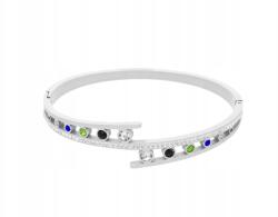  Női karkötő sebészeti acélból cirkónia kövekkel (9145)