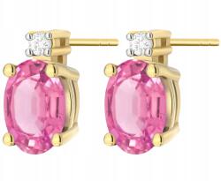 ZŁOCISTO Arany Fülbevaló Rózsaszín Topáz Gyémánt Stift Arany 585 (DLA DZIEWCZYNY NARZECZONEJ)